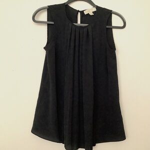 MICHAEL KORS Front pleated black sleeveless top tank blouse Size XS